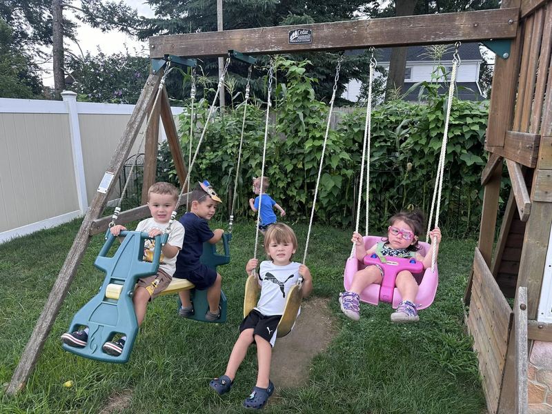 Children on the swing set